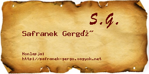 Safranek Gergő névjegykártya